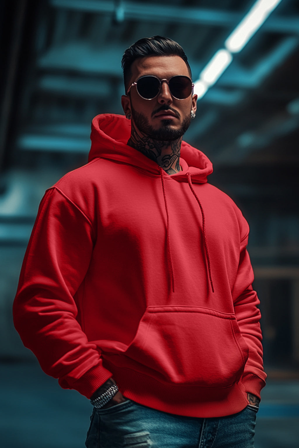 Red Plain Regular Fit Hoodie