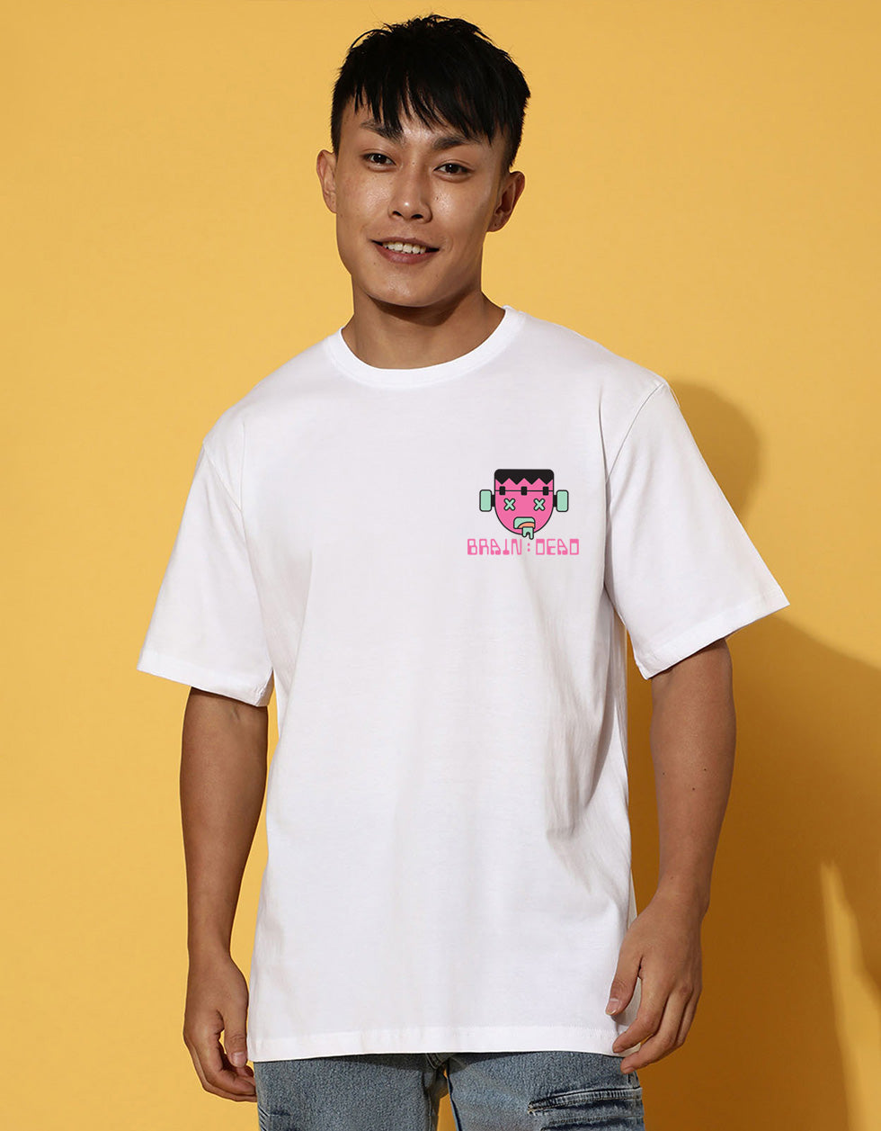 Braindead White Oversized Printed Tshirt