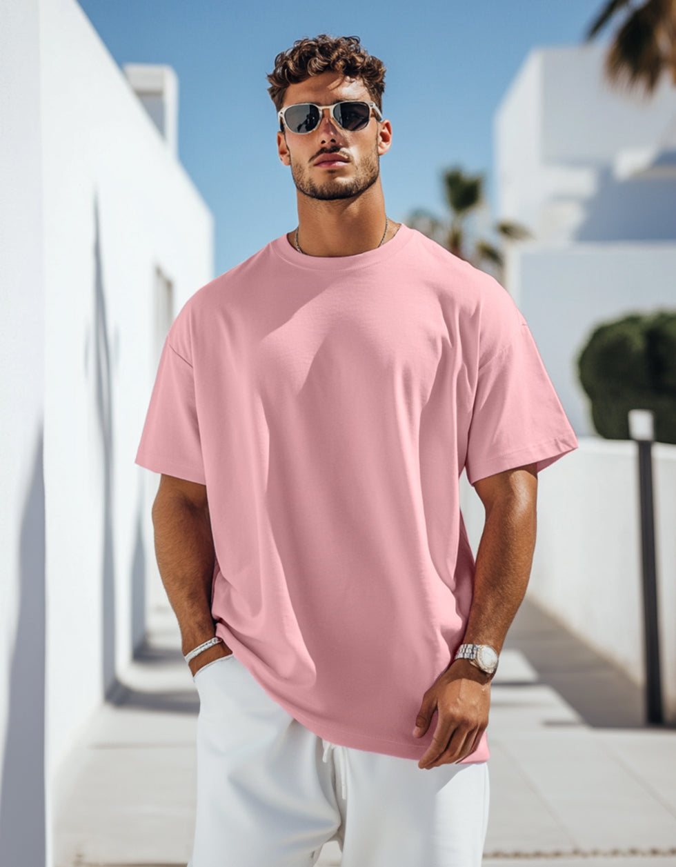 Pink Plain Oversized T-shirt