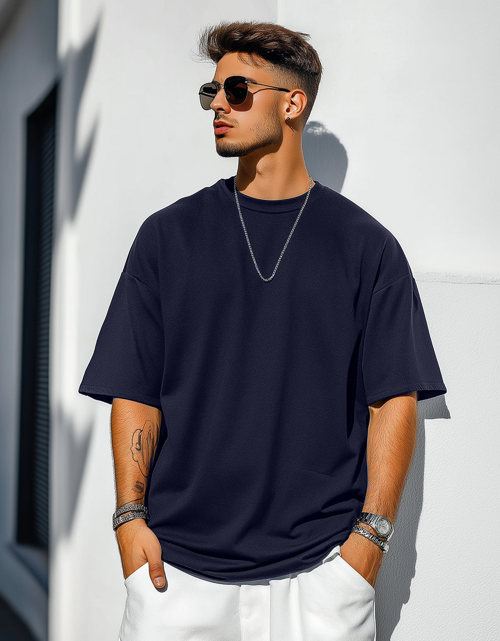 Navy Plain Oversized T-shirt