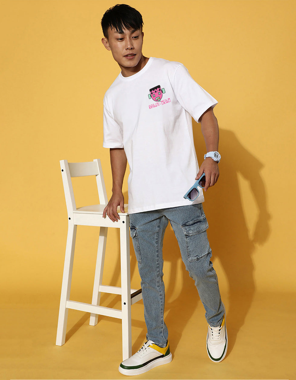 Braindead White Oversized Printed Tshirt