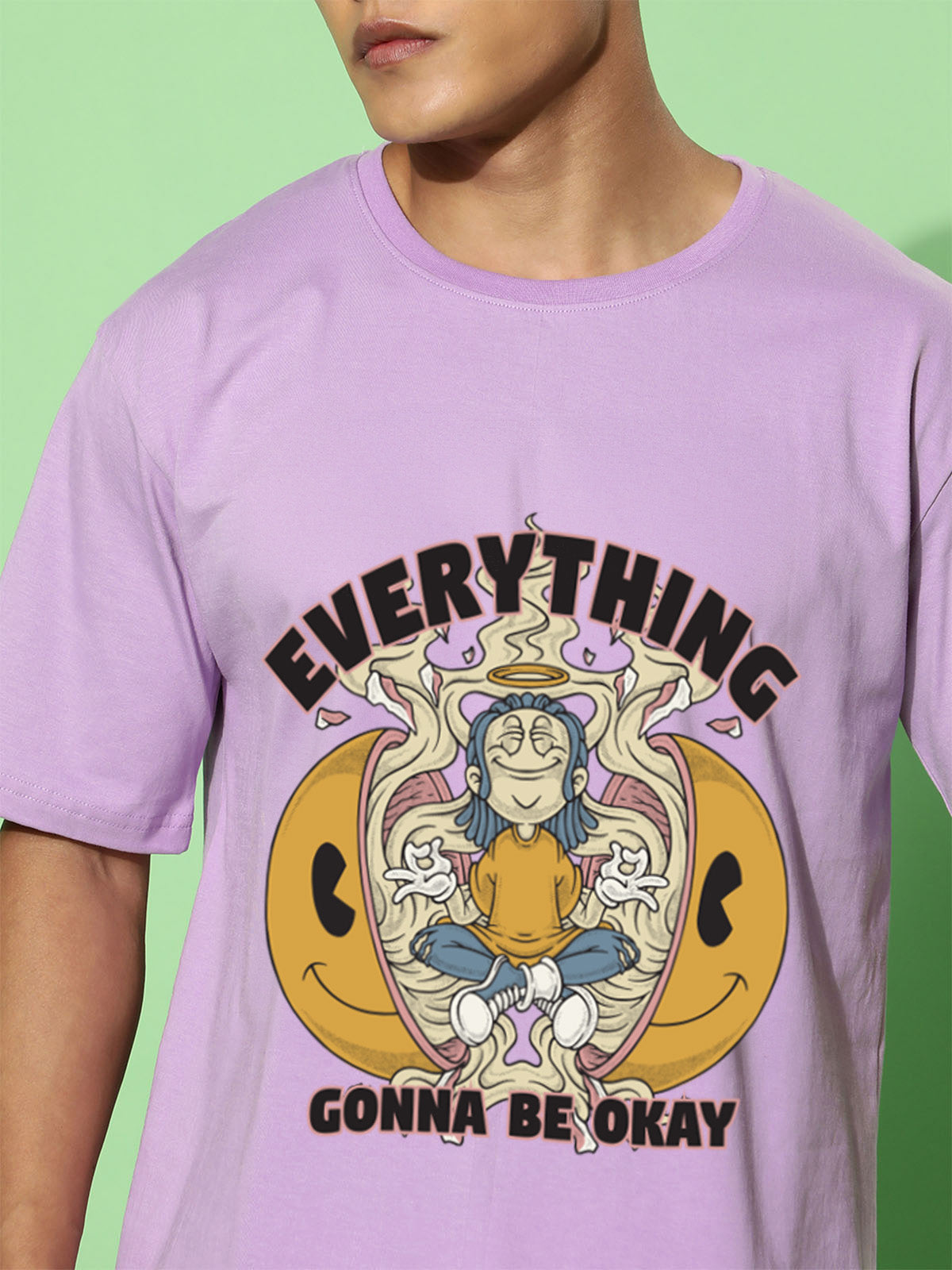 Everything Gonna Be Okay Lilac Oversized Printed Tshirt