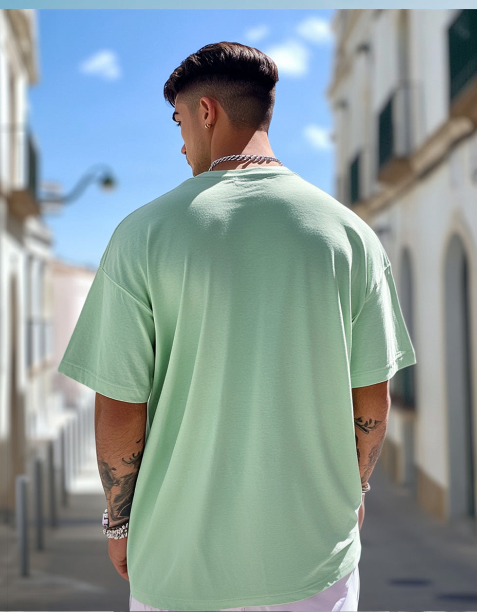 Pista Green Plain Oversized T-shirt