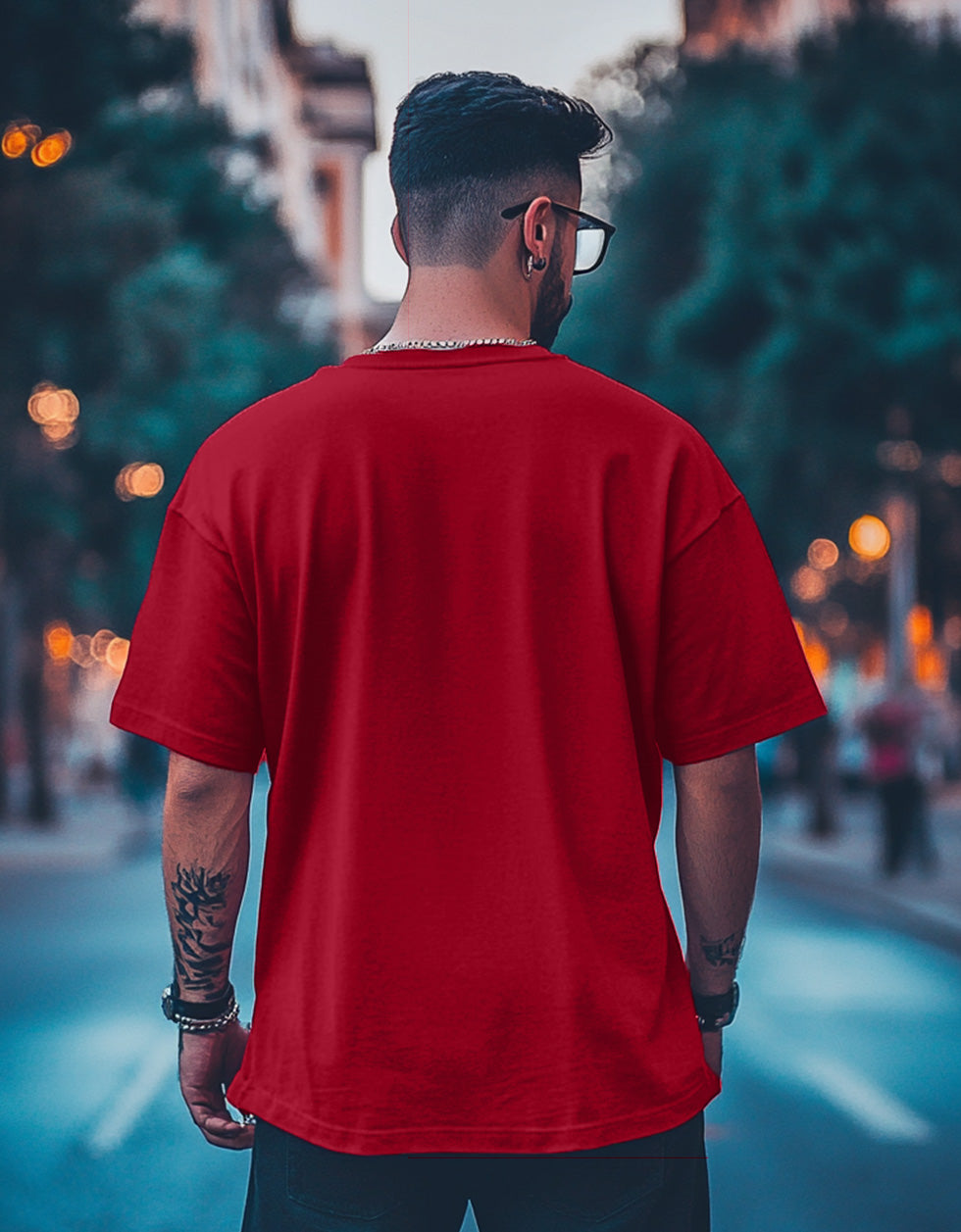 Red Plain Oversized T-shirt