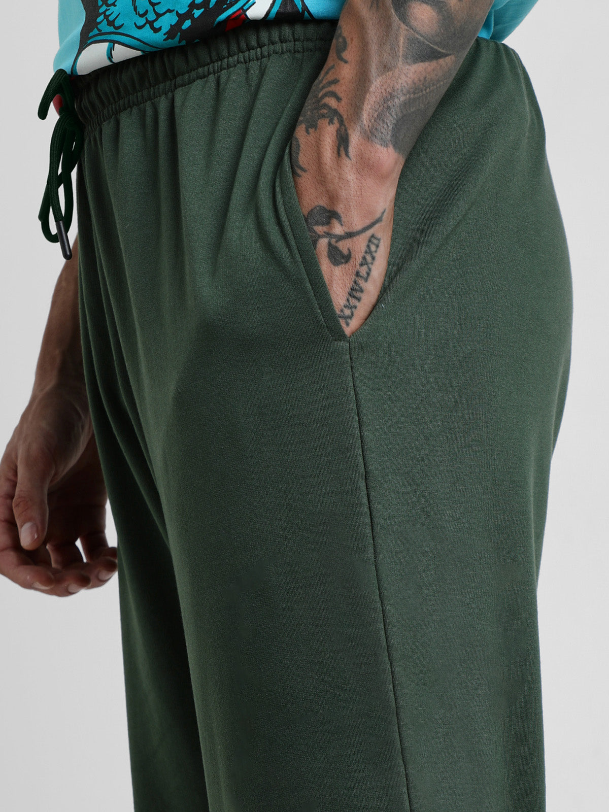 Olive Solid Baggy Fit Joggers