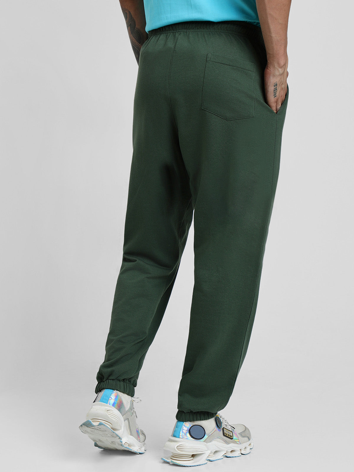 Olive Solid Baggy Fit Joggers