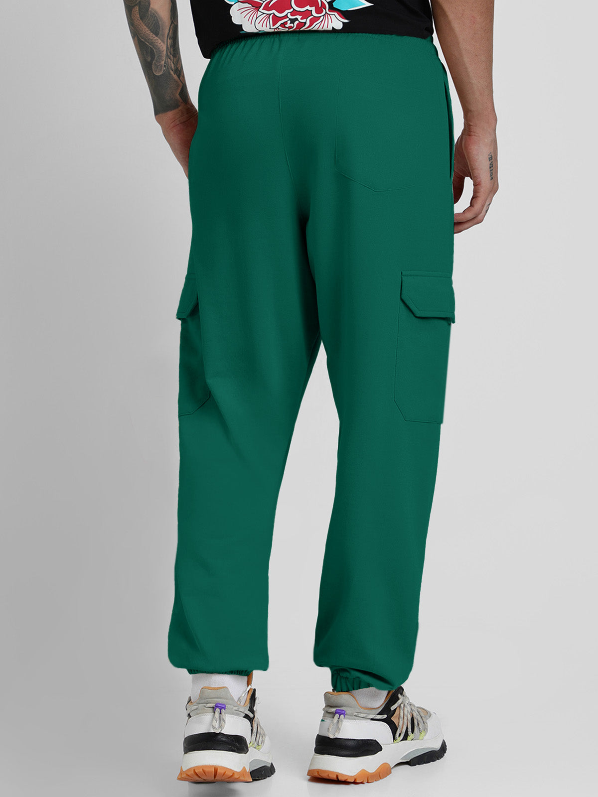 Aventurine Solid Baggy Fit Cargo Joggers