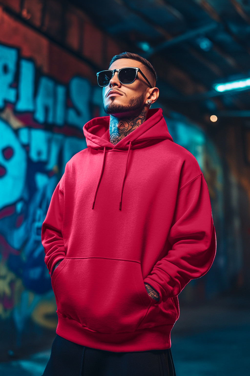 Magenta Plain Regular Hoodie