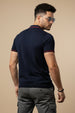 Navy Pique Stripe Collar Regular Fit Tipping Polo T-shirt