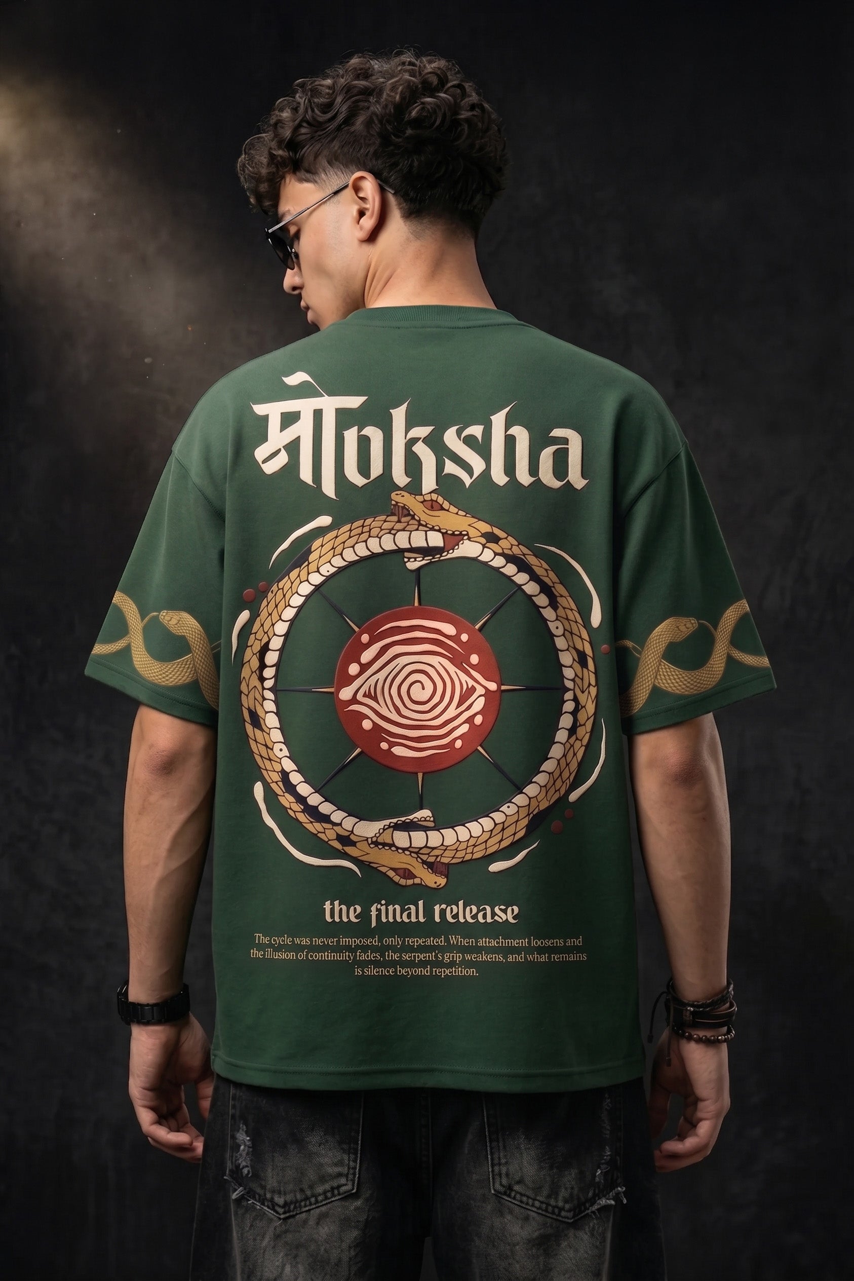 मोक्ष Green Printed Exclusive T-shirt Epic Collection