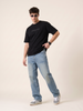 Veirdo Black Embossed Oversized Plain T-Shirt