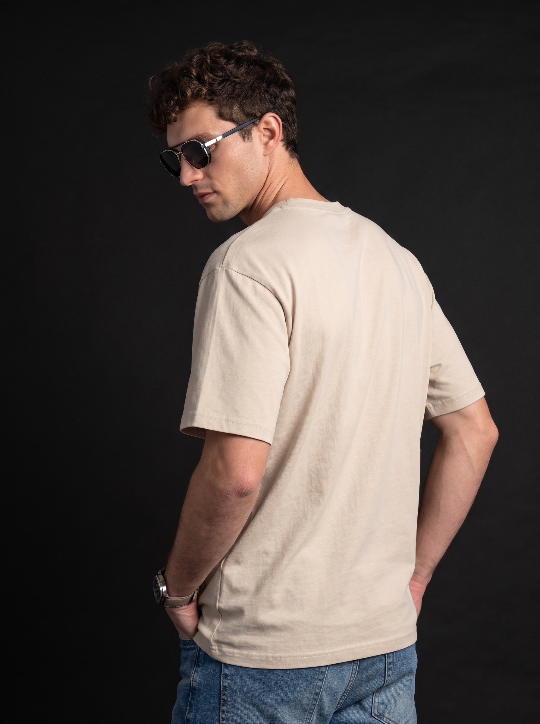 Veirdo Swanwhite Embossed Oversized Plain T-Shirt