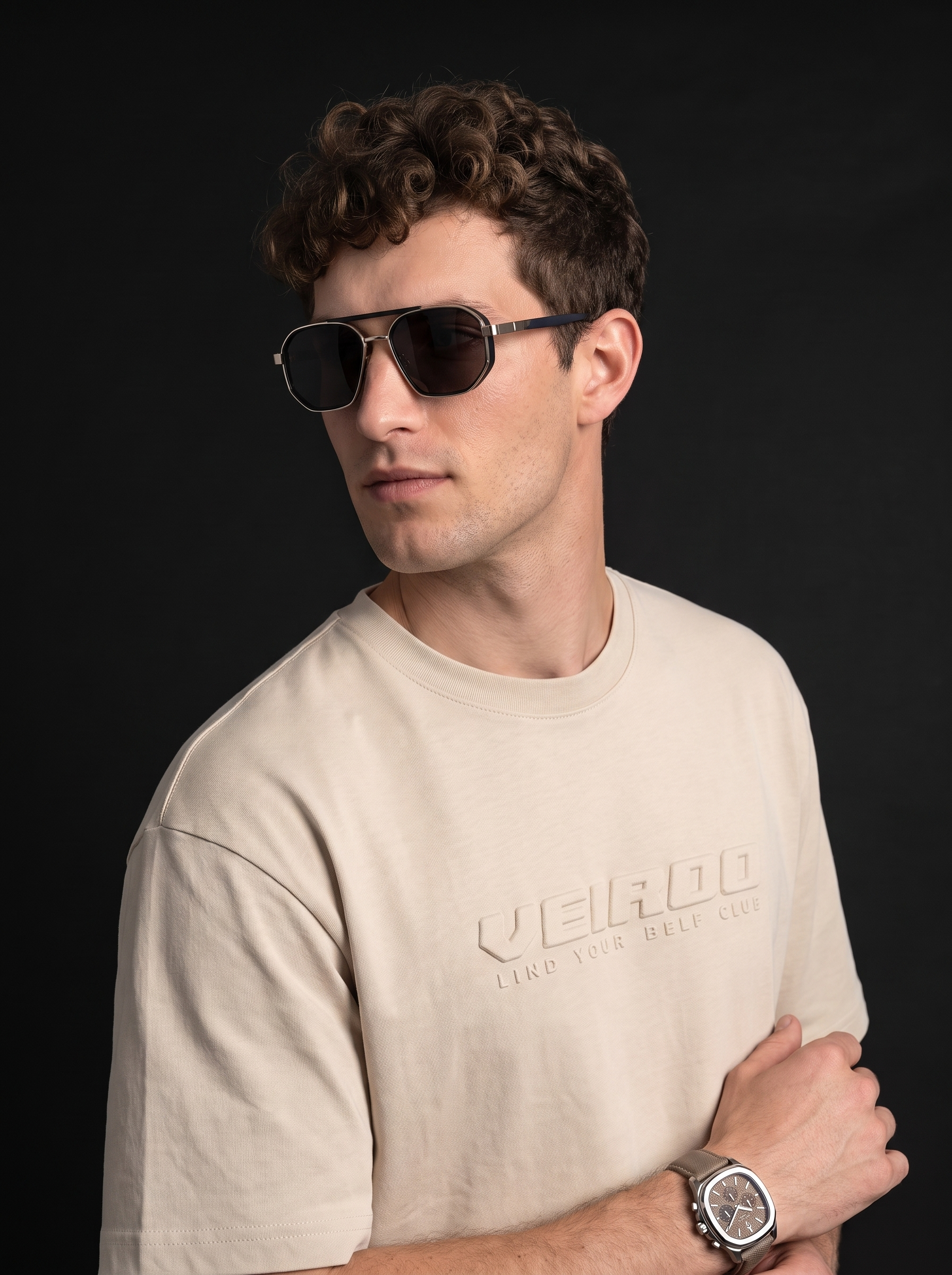 Veirdo Swanwhite Embossed Oversized Plain T-Shirt