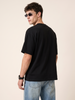 Veirdo Black Embossed Oversized Plain T-Shirt