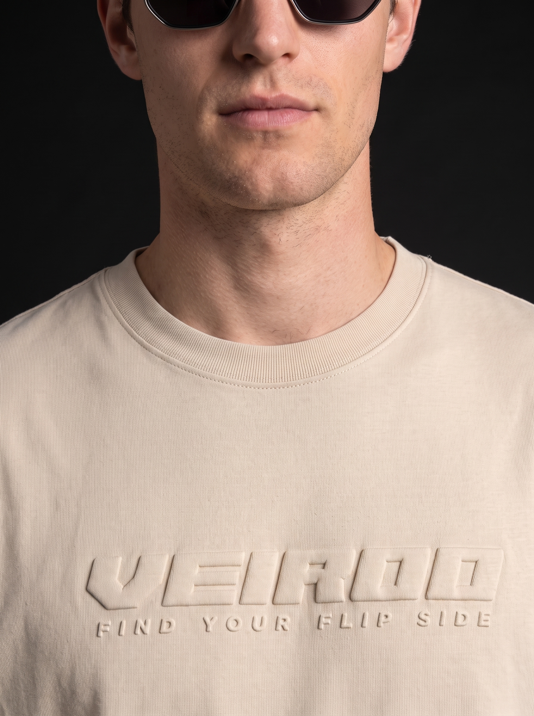 Veirdo Swanwhite Embossed Oversized Plain T-Shirt