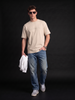 Veirdo Swanwhite Embossed Oversized Plain T-Shirt