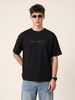 Veirdo Black Embossed Oversized Plain T-Shirt