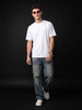 Veirdo White Embossed Oversized Plain T-Shirt