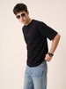 Veirdo Black Embossed Oversized Plain T-Shirt