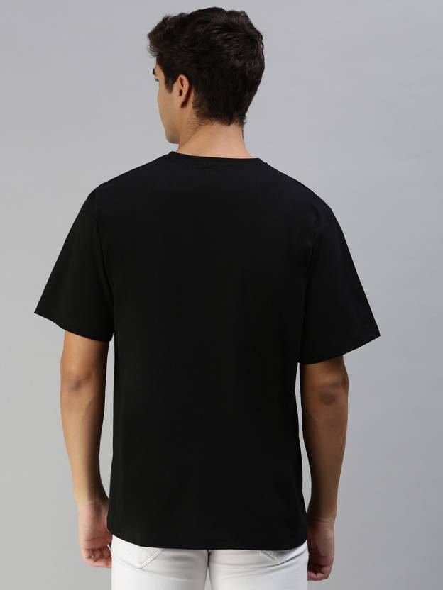 Swag Black Oversized Pocket Graphic Printed Tshirt