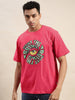 Want The Truth?Magenta Oversized Chest Graphic Printed Tshirt