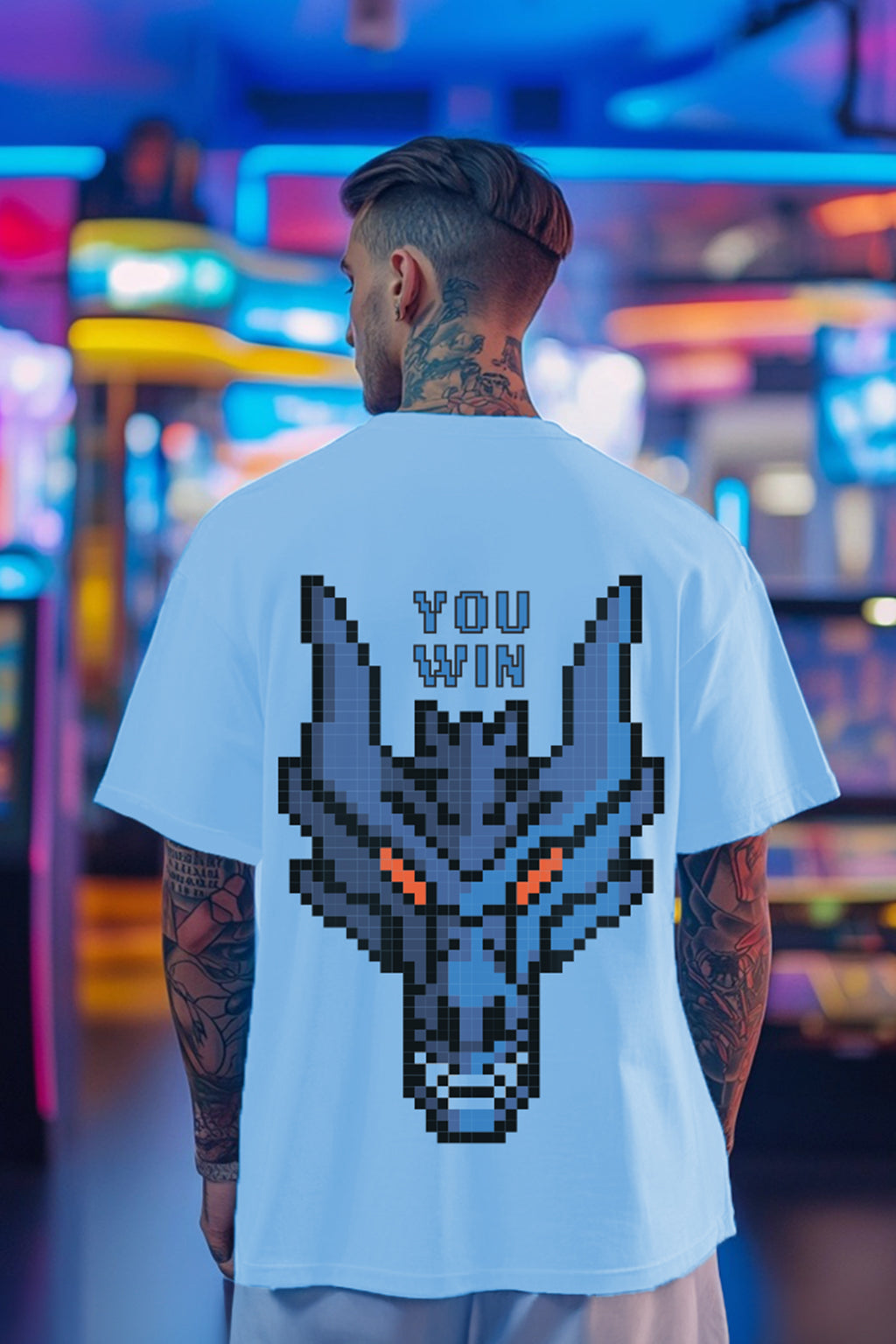 YOU WIN Dutch Canal Oversized Back Graphic Printed Tshirt